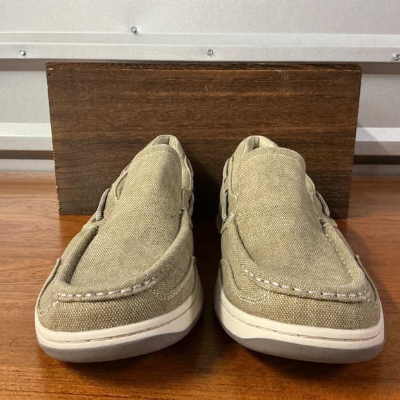 Margaritaville Men Cayman Khaki Olive Canvas Slip On Loafer Boat Shoe Size 13 main image 6